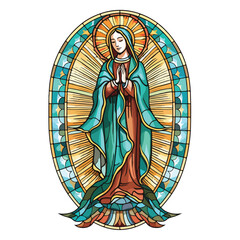 Stained Glass Our Lady of Guadalupe Clipart 