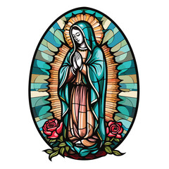 Stained Glass Our Lady of Guadalupe Clipart 