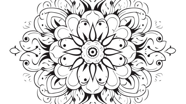 Abstract mandala with floral and linear ornaments dr