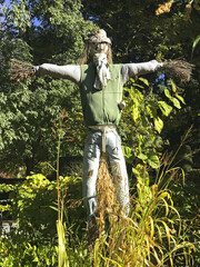 Madrid,Spain, a scarecrow in a garden.