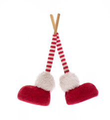 Santa Claus feet toy isolated on white background