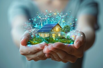 Empowering Real Estate Mortgage Solutions with Smart Home Entertainment Systems: The Future of Solar Water Supply and Flexible Consultancy Services. - obrazy, fototapety, plakaty