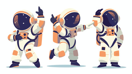Astronaut cartoon is doing a hip hop move dance flat