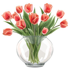 Tulips in Glass Vase Clipart 