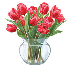 Tulips in Glass Vase Clipart 