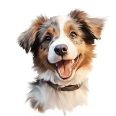 Fototapeta premium cute watercolor Australian Sheperd dog breed illustration