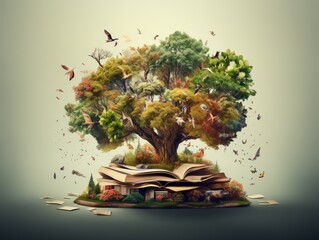 Tree Growing on Open Book