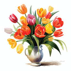 Vase Of colorful Tulips Clipart