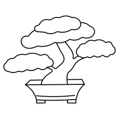 Small tree pot icon Chinese bonsai plant