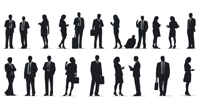 Business people set of vector silhouettes flat vector
