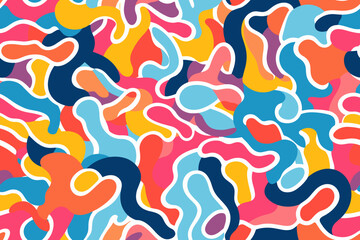 Fun colorful doodle seamless pattern. Creative art background for children or trendy design with basic shapes.