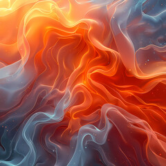 Beautiful abstract background with colorful waves of fire and smoke, orange blue purple red color, silk fabric