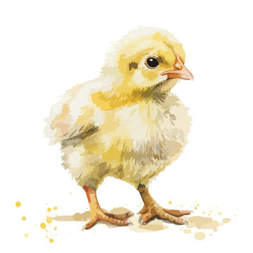 Watercolor Baby Chicken clipart isolated on white background