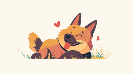 Cheerful and loving dog logo flat vector