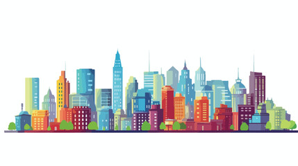 Cityscape flat vector isolated on white background -