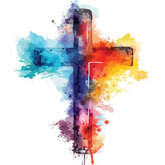 Watercolor cross Clipart isolated on white background