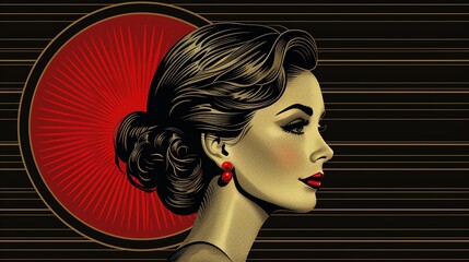 Art Deco Mom Mom designed in the style of an art deco poster, beautiful woman