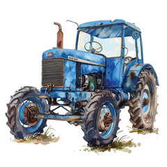 Watercolor Farm Tractor clipart