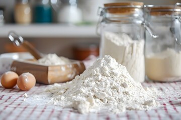 Fototapeta premium Cooking flour and eggs are ready to make delicious and appetizing dishes.
