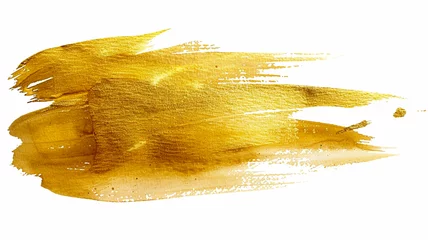 Foto op Plexiglas Golden paint brush strokes in watercolor isolated on a white background. © sema_srinouljan