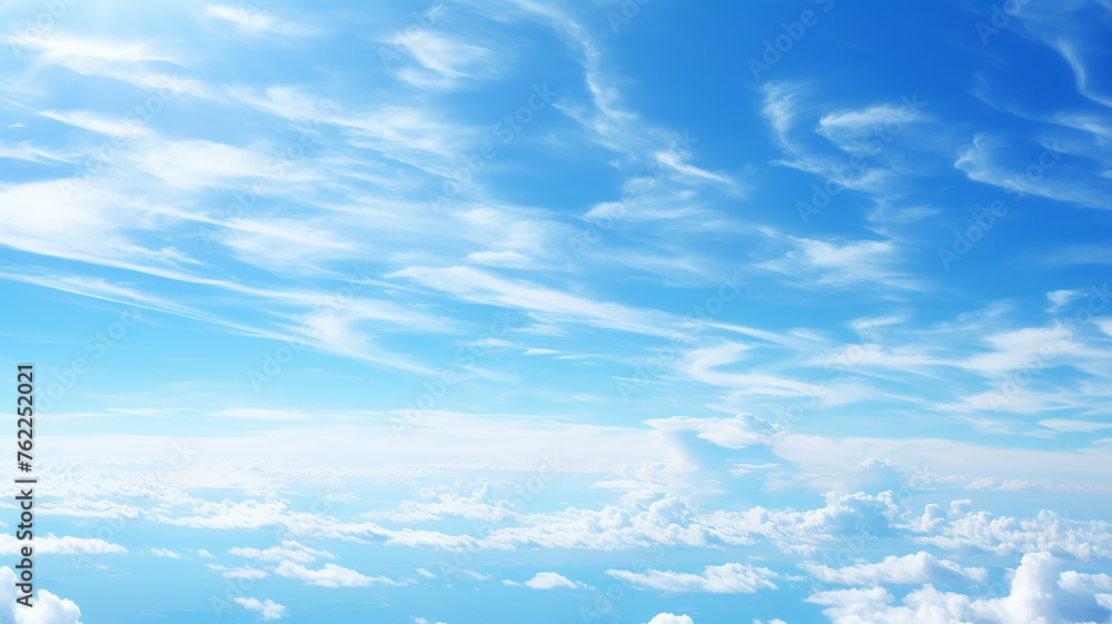 Sticker background blue sky with light white clouds, abstract view of the sky