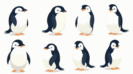 Cute penguin collection  animal cartoon flat vector