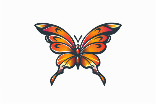 Illustration mascot logo butterfly on white background