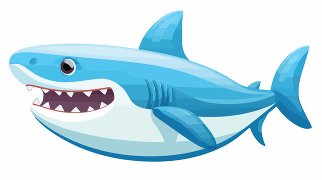 Cute shark inflatable ring icon cartoon flat vector