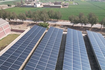 Gorgeous solar plant adorned with panels, harnessing sunlight to power sustainable energy. Ideal...