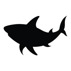 silhouette shark isolated on white