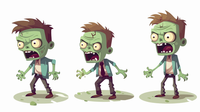 Cute zombies isolated on white background. Zombie
