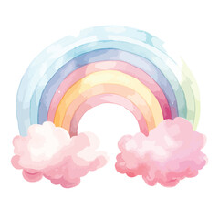 Watercolor Pastel Rainbow Clipart 