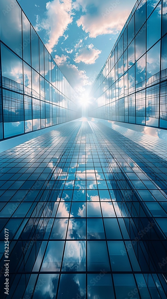 Poster Canted angle, showing the intersection of virtual and physical worlds Style