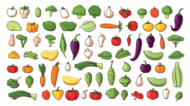 Doodle of healthy and fresh vegetables  flat vector