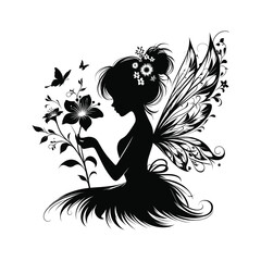 beautiful fairy vector black silhouette