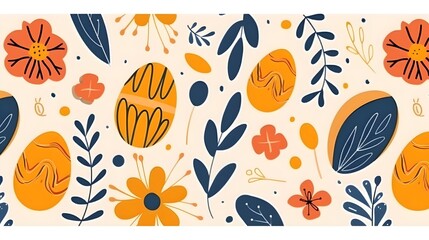 Abstract Floral and Easter Egg Pattern