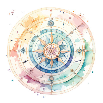 Watercolor Time Wheel Clipart