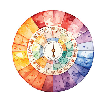 Watercolor Time Wheel Clipart
