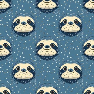 sloth Pattern Tile for seamless backgrounds and for filling surfaces, ai generated