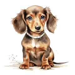 cute watercolor Dachshund dog breed illustration