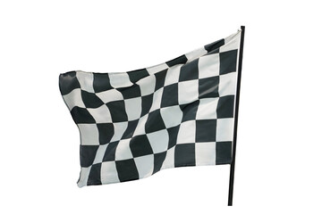 win winner checkered flag Black and white waving on  on post sign of final round end of line racing...