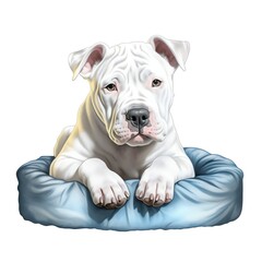 cute watercolor Dogo Argentino dog breed illustration