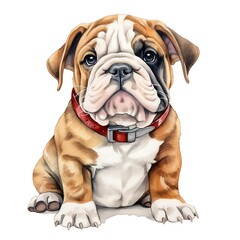 Fototapeta premium cute watercolor English Bulldog dog breed illustration