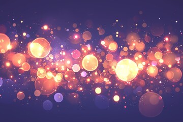 Abstract background with colorful bokeh lights and bubbles. 