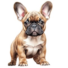 cute watercolor French Bulldog dog breed illustration