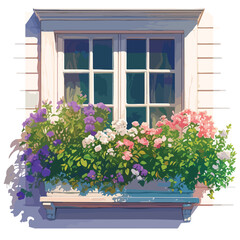Window Flower Box Clipart isolated on white background