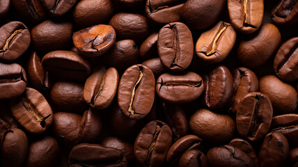 coffee bean texture, arabica background, fresh roasted black coffee beans - obrazy, fototapety, plakaty