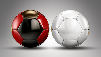 Colorful soccer balls on a white background