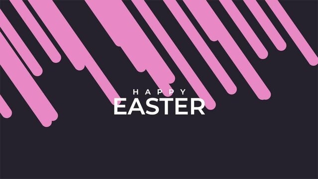 A gradient pink and black background displaying the words Happy Easter in white letters, arranged diagonally from the top to bottom of the image