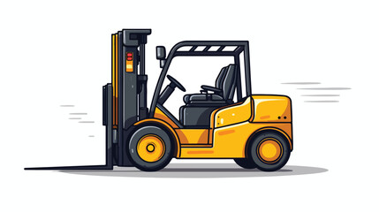 Forklift vehicle colored drawing and single icon han